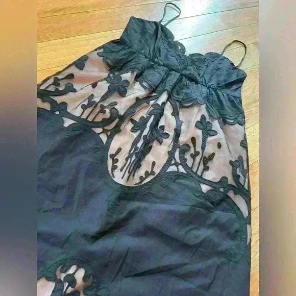 Betsey Johnson Vintage Black Mini Dress Empire Waist Illusion Sheer Y2K SZ 6 - Picture 2 of 16